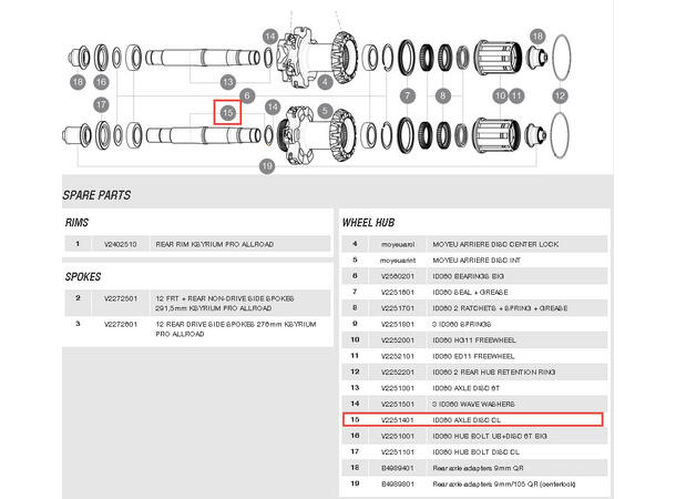 MAVIC  KIT ID360 AXLE DISC CL V2251401 